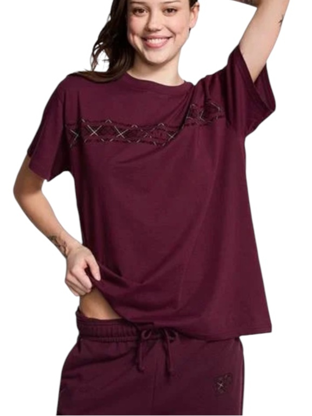 PINK Campus Maroon Logo Tee